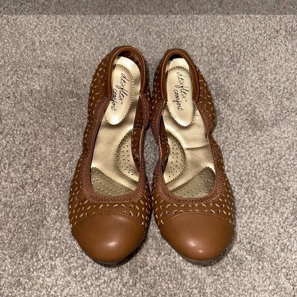 Dexflex Comfort Brown Ballet Ballerina Flats Size 7 Cutout Design (ol) - Picture 3 of 6